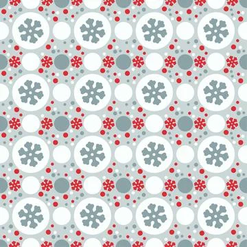 Cute seamless texture with snowflakes and balls in flat style. Holiday symb.. Stock Illustration