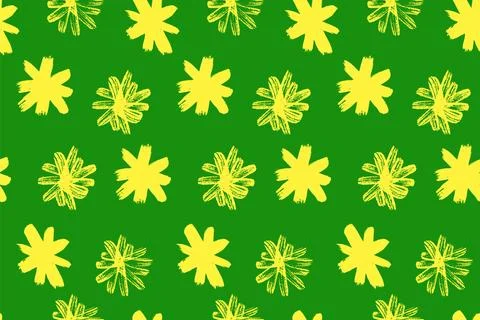 Cute seamless vector pattern featuring handdrawn white flowers, graffiti Stock Illustration