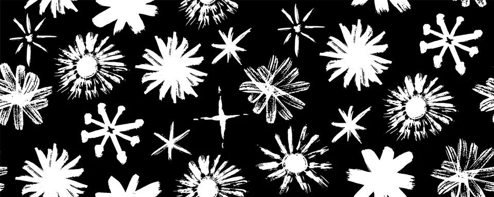 Cute seamless vector pattern featuring handdrawn flowers, graffiti asterisks イラスト素材