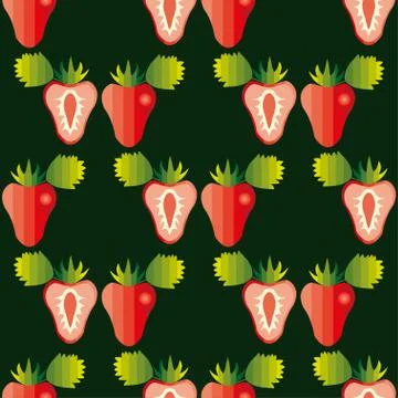 Cute seamless vector pattern with strawberries Stock Illustration