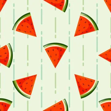 Cute seamless vector pattern with watermelon slices Stock Illustration