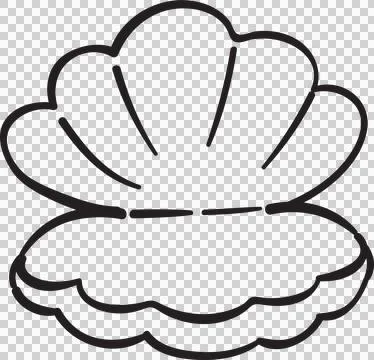 Cute Seashell Oyster Doodle Outline Stock Illustration