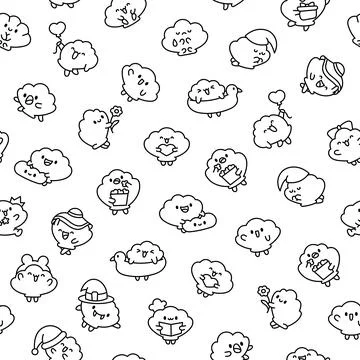 Cute seashell with smiling face. Coloring Page. 스톡 일러스트
