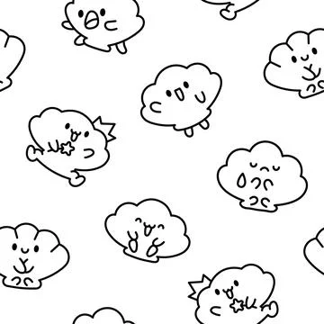 Cute seashell with smiling face. Coloring Page. Stock Illustration
