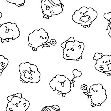 Cute seashell with smiling face. Coloring Page. Stock Illustration