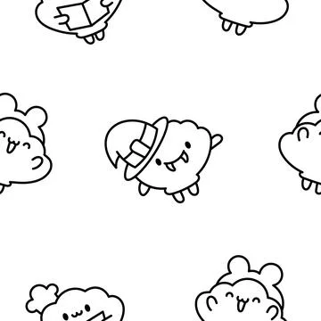 Cute seashell with smiling face. Coloring Page. 스톡 일러스트