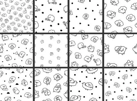 Cute seashell with smiling face. Coloring Page. Illustrazione stock