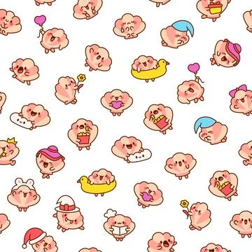 Cute seashell with smiling face. Seamless pattern. 스톡 일러스트