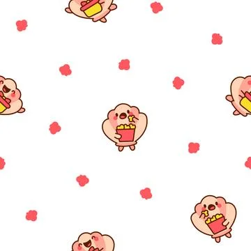 Cute seashell with smiling face. Seamless pattern. Stock Illustration