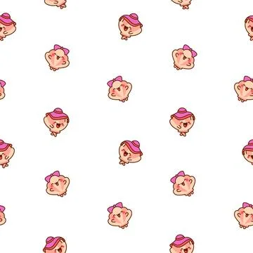 Cute seashell with smiling face. Seamless pattern. Stock Illustration