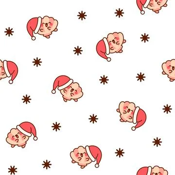 Cute seashell with smiling face. Seamless pattern. Stock Illustration