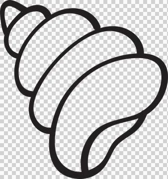 Cute Seashell Snail Cone Doodle Outline Stock Illustration