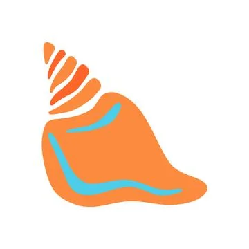Cute seashell vector illustration. Simple shell shape in modern hand drawn flat Stock Illustration