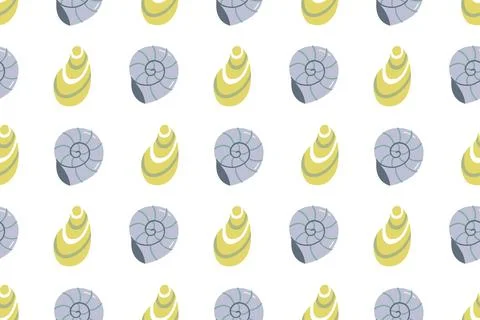 Cute Seashells Seamless Pattern Vector Background Stock Illustration