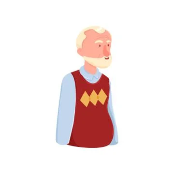 Cute senior old man avatar with white beard Stock Illustration