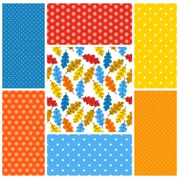Cute set of Autumn seamless patterns background Stock Illustration