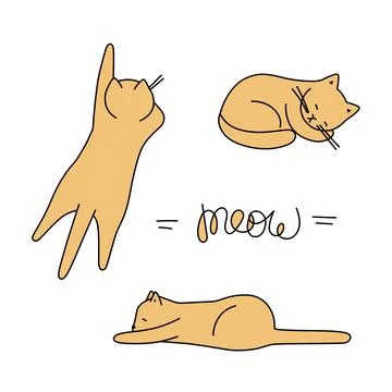 Cute set with cats sleeping. Stock Illustration