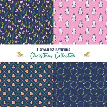 Cute set of Christmas backgrounds Stock Illustration