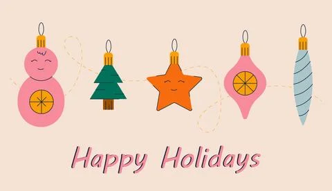 Cute set of Christmas decorations Stock Illustration