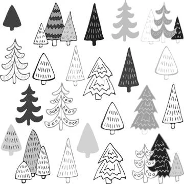 Cute set Christmas trees seamless pattern. Vector illustration Stock Illustration