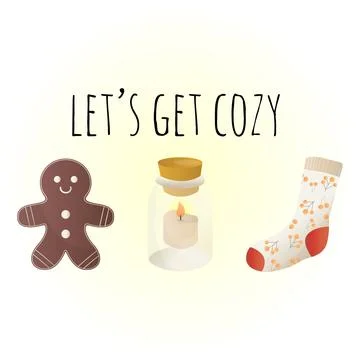 Cute set with cozy things for a cozy tea party and reading Stock Illustration