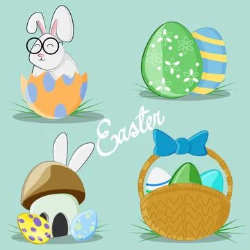 Cute set for easter celebrations for your works Stock Illustration