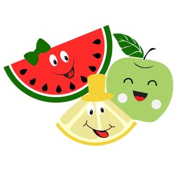 Cute set with funny faces Stock Illustration