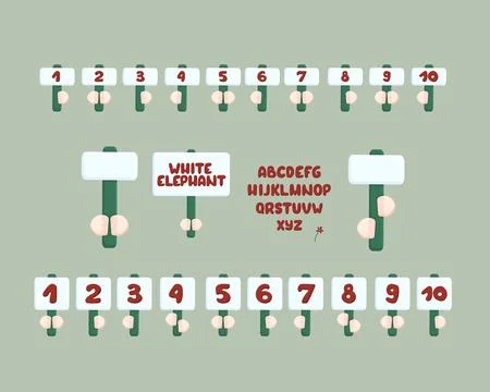 A cute set of hand-drawn vector numbers from 1 to 10. Cartoon elephant hands Stock Illustration