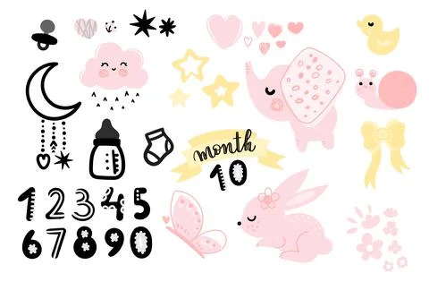 Cute set of items Stock Illustration