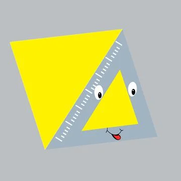 Cute set square ruler with eyes and mouth Stock Illustration