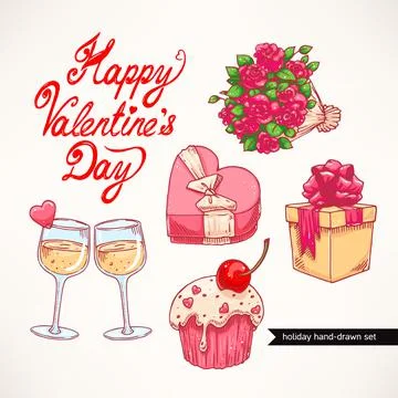 Cute set Valentine's Day - 2 Ilustración de archivo