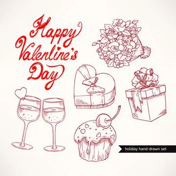 Cute set Valentine's Day 库存插图