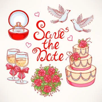 Cute set for a wedding Illustrazione stock