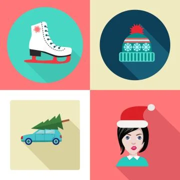 Cute Set of Winter Theme Design Elements Stock Illustration