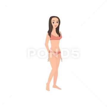 Cute sexy girl in red textile underwear clothes Stock Illustration