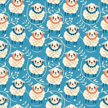 Cute sheep on a blue background Stock Illustration