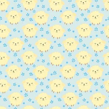 Cute sheep on a blue background Stock Illustration