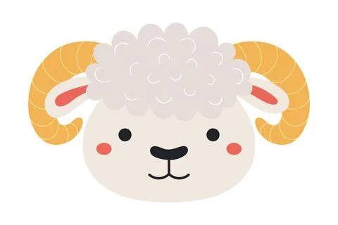 Cute sheep boy face character illustration. Stock Illustration