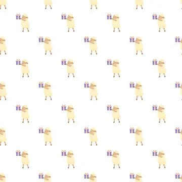 Cute sheep cartoon seamless pattern with gifts Illustrazione stock