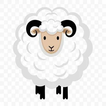 Cute Sheep Character, Fluffy White Ram, Farm Animal Flat Design Vector Illus Stock Illustration