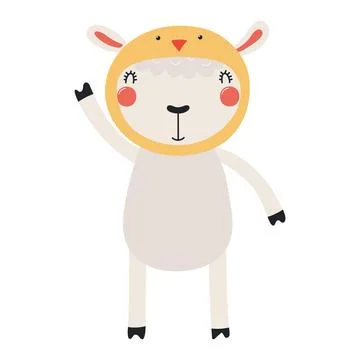 Cute sheep in chick hat Easter character illustration Stock Illustration