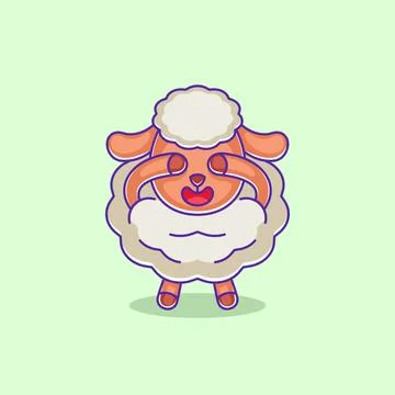 Cute sheep is closing her eyes Stock Illustration