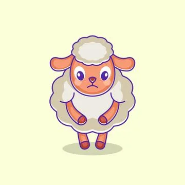 Cute sheep is feeling sad Stock Illustration