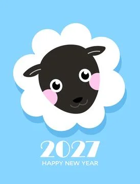 Cute sheep head vector card Stock Illustration