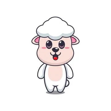 Cute sheep mascot cartoon vector illustration Stock Illustration
