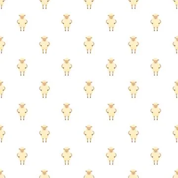 Cute sheep pattern creating a seamless background Stock Illustration