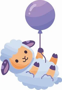 Cute Sheep Peeking from the Side Cartoon Vector Illustration Stock Illustration
