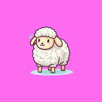 Cute sheep on pink background Stock Illustration