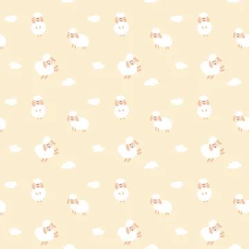Cute Sheep Seamless Pattern, Cartoon Background vector Illustration 스톡 일러스트
