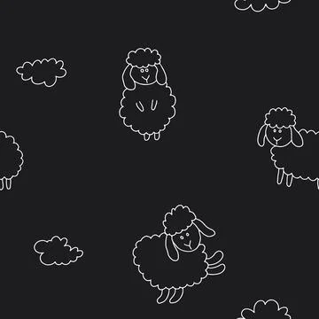 Cute Sheep Seamless Pattern, Cartoon Background vector Illustration Illustrazione stock